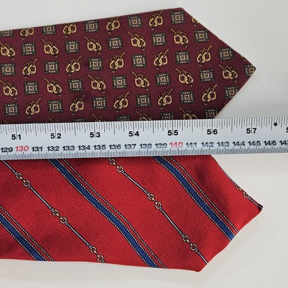 Equestrian Themed Silk Tie Lot of 2 Angeli CarIo Colorado Italy AOP W4 L57.5 - Picture 8 of 16